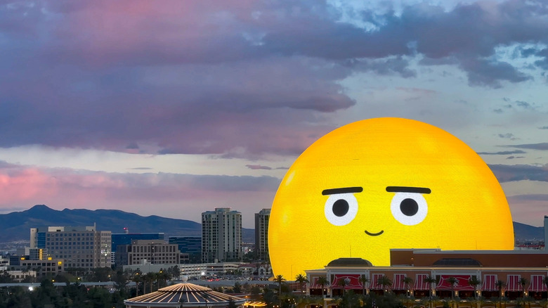 Las Vegas skyline with the Sphere in the foreground