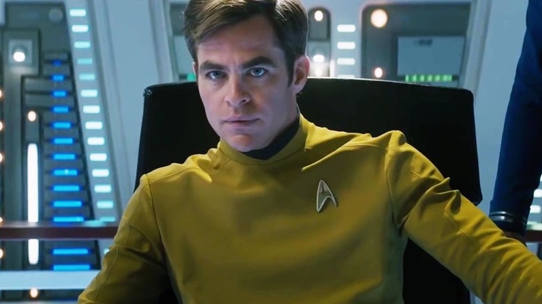 Chris Pine as Captain Kirk in the captain's chair