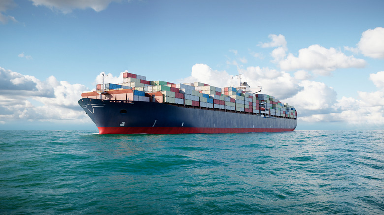 A large cargo ship.