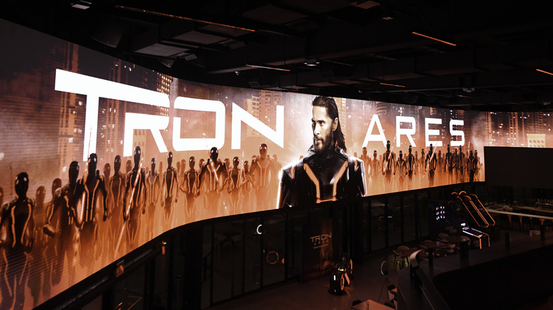 Jared Leto as Ares in Tron: Ares on a banner
