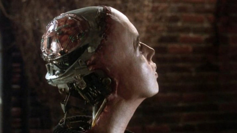 Pearl (Dale Haddon) looking up in "Cyborg."