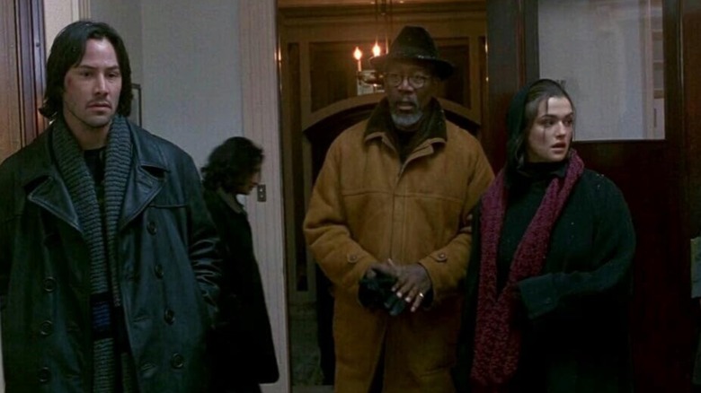 Keanu Reeves, Morgan Freeman, and Rachel Weisz in Chain Reaction