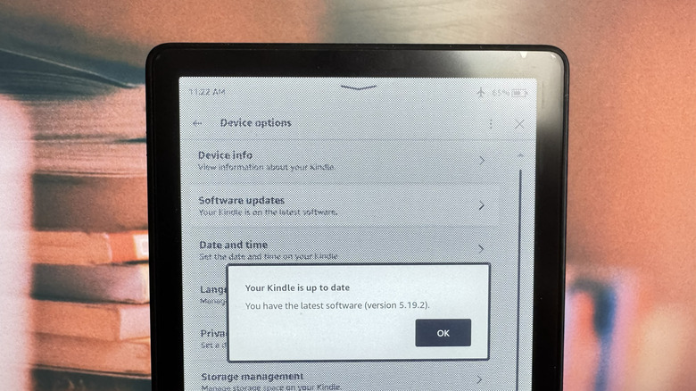 Kindle showing pop-up that Kindle is up to date