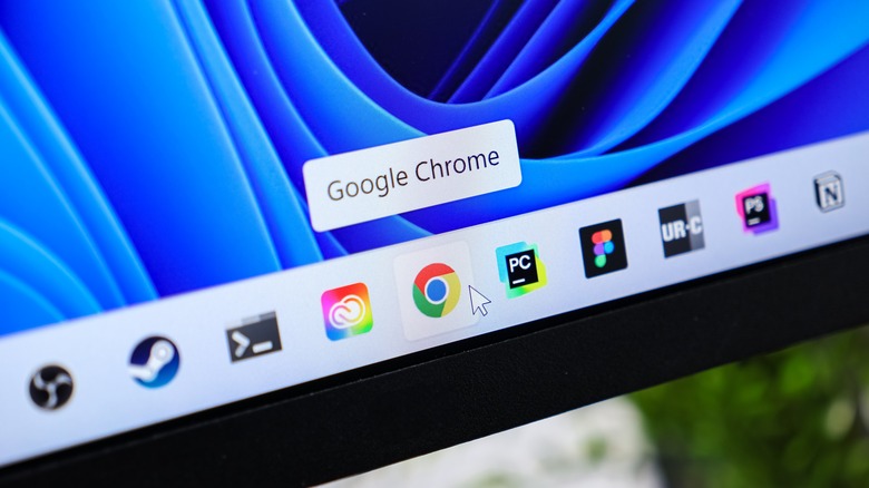 Google Chrome highlighted on Windows 11 taskbar