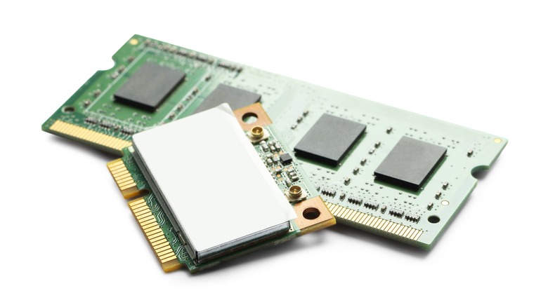 Wifi card placed on top of a RAM module