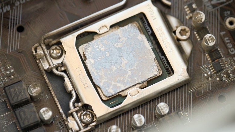Old thermal paste on a CPU