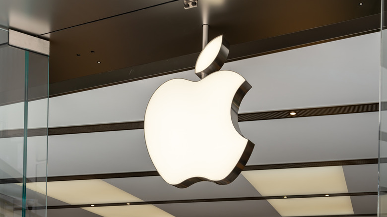 Apple logo in a store