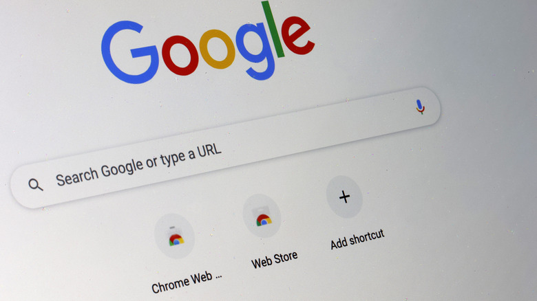 Modern image of Google's search engine with query box and logo visible.