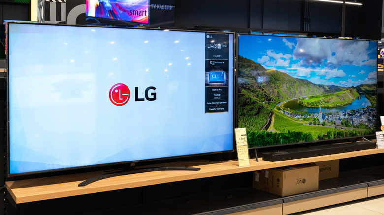 lg televisions displayed in a store