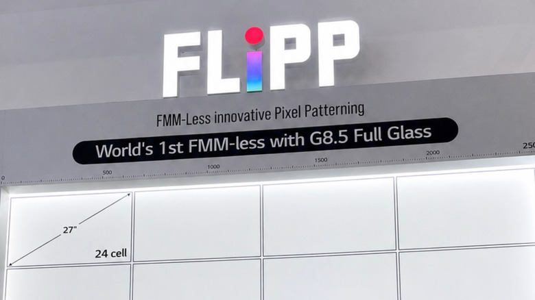 A display showcasing LG's new FLiPP technology