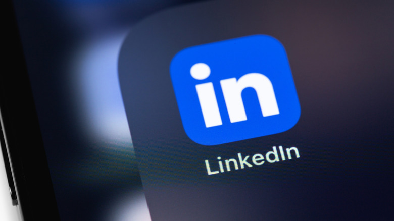 LinkedIn app and logo on a smartphone screen