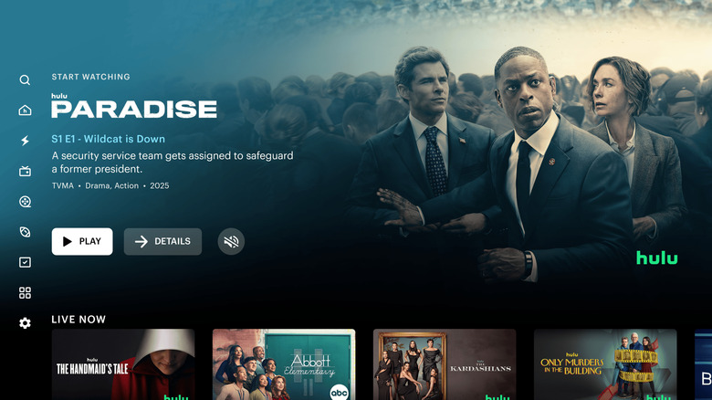 Hulu + Live TV home screen interface