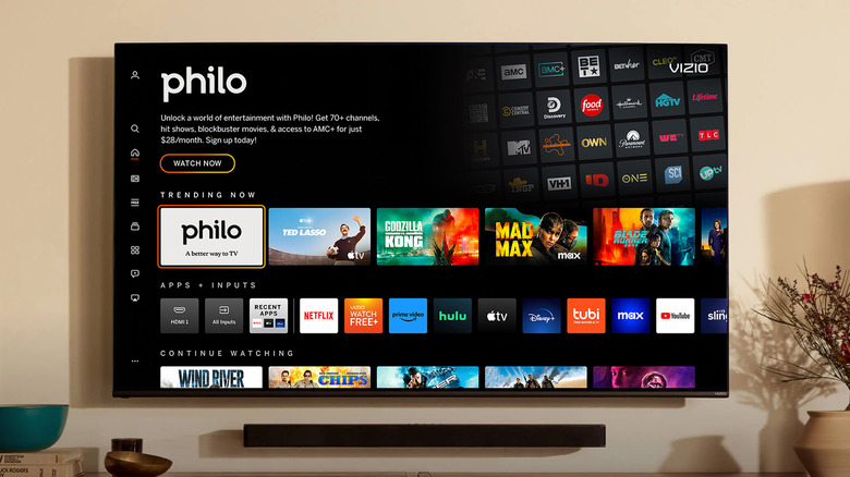 A TV showing the Philo home screen
