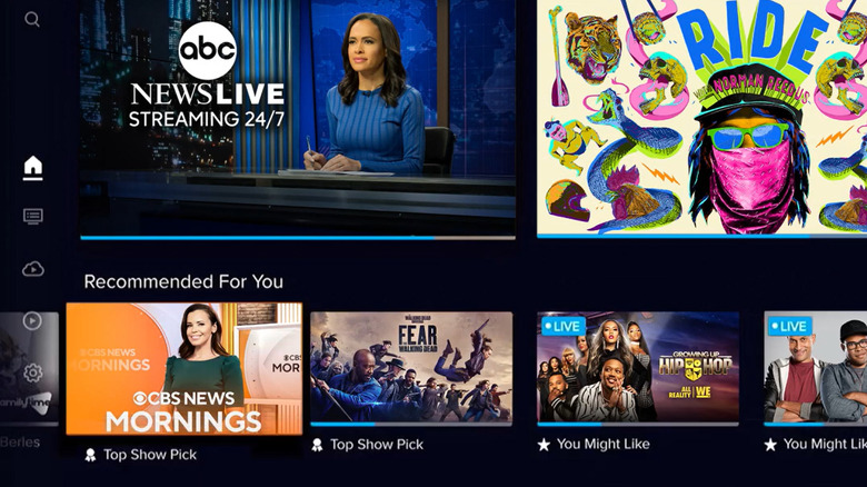 Sling TV home interface