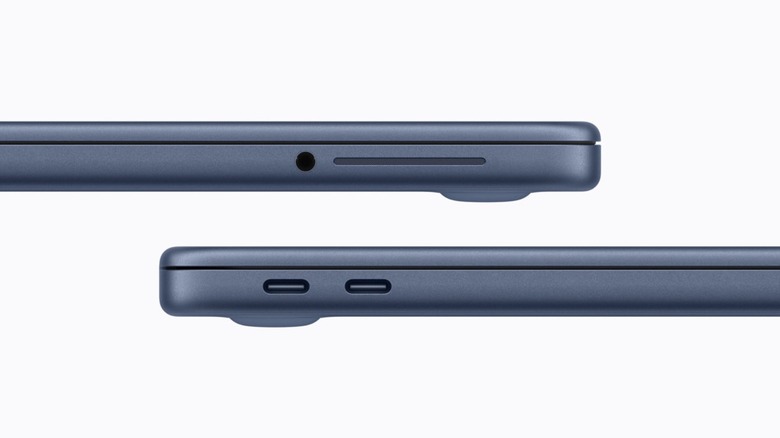 MacBook Neo ports and speakers highlighted in promotional shot.