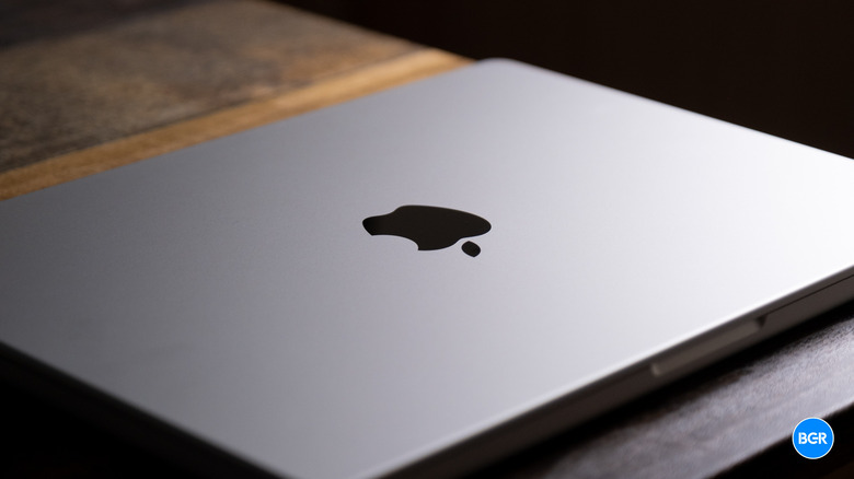 Top of a silver M5 Max MacBook Pro