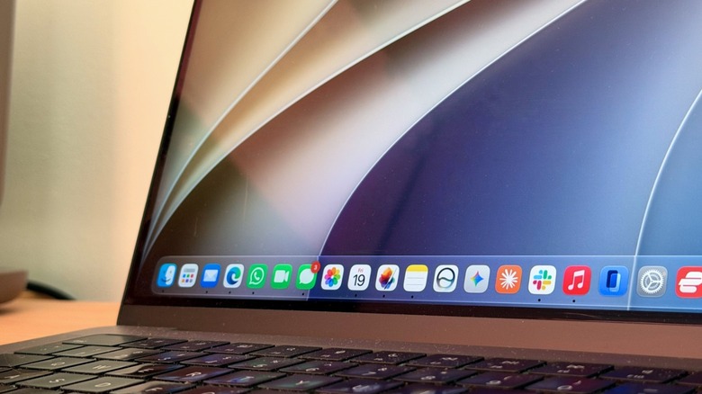 Close-up shot of a MacBook Pro running macOS Golden Gate