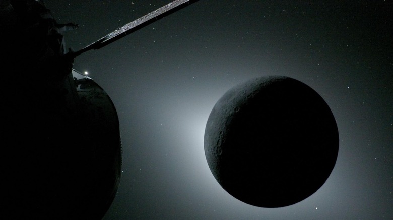 The Artemis II Orion space capsule seen before traveling around the moon