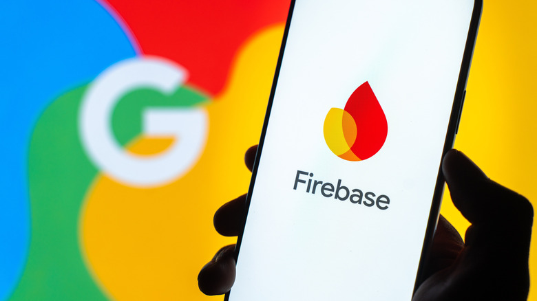Firebase logo with Google logo in the background