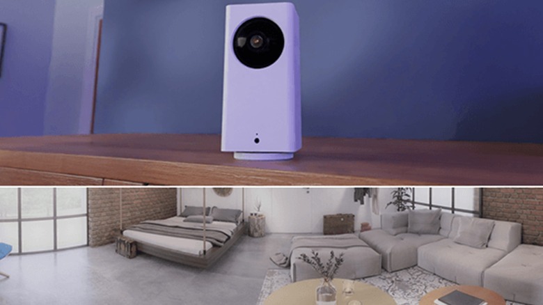 Split view showing Roku Indoor Camera 360 and its view