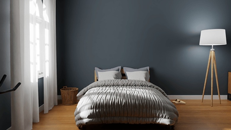 Bedroom lit by white Roku smart bulb SE during the morning