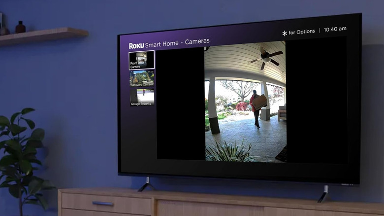 Roku video camera streaming live feed to television set