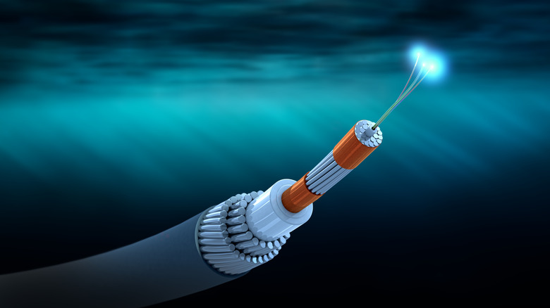 3D subsection illustration of an underwater cable