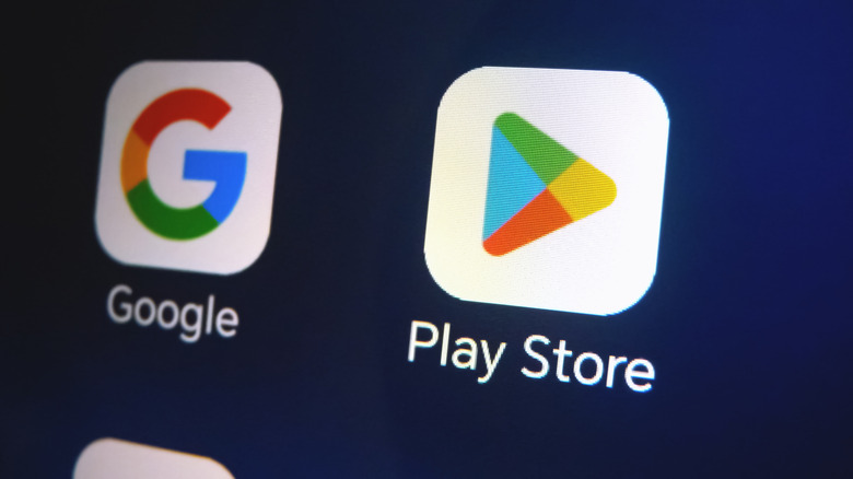 The Google Play Store app on an Android device home screen.