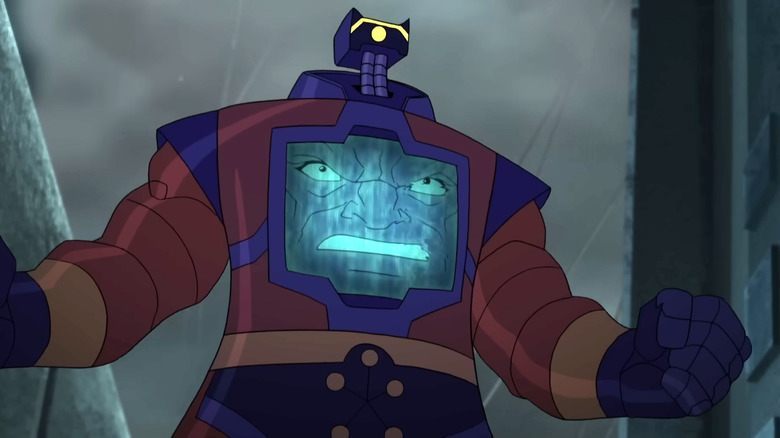 An angry looking Arnim Zola in Avengers Assemble TV show, with his fists clenched