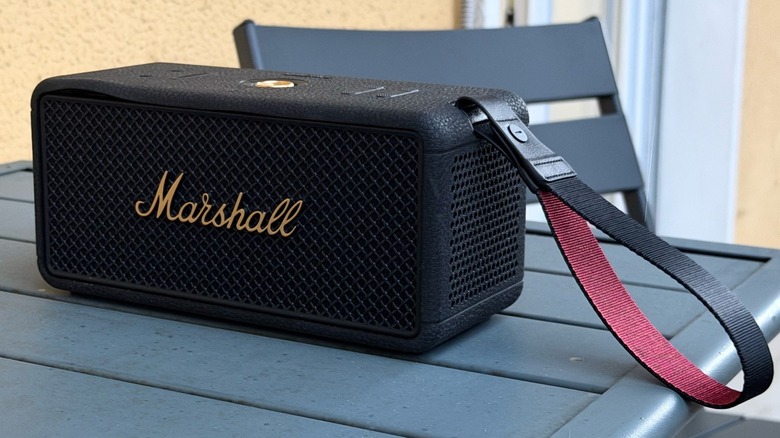 Marshall Middleton 2 speaker with a leather strap