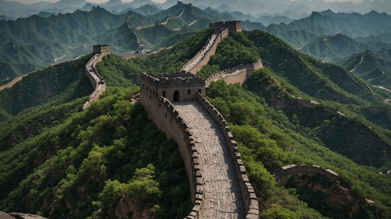 A view of a section of the Great Wall of China