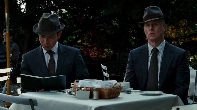 McCrady and Richardson sitting at an outdoor table at a restaurant