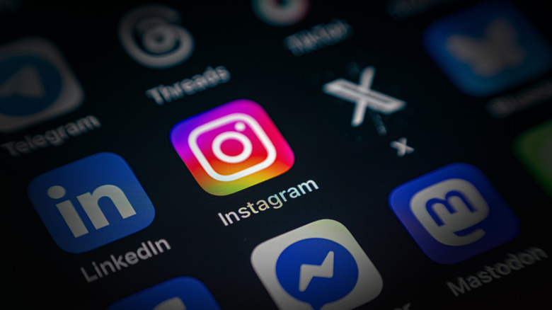 Instagram icon highlighted amongst other apps on a device screen