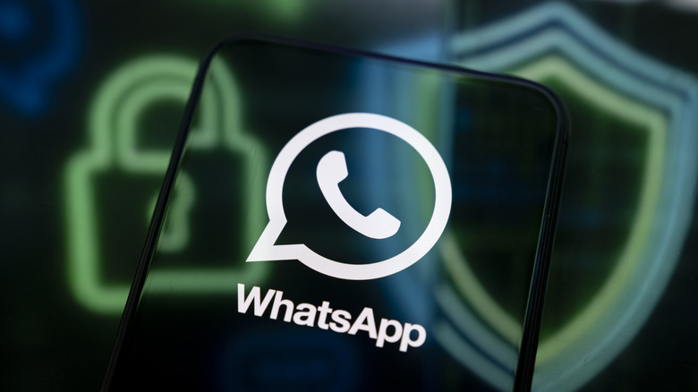 An image of the WhatsApp logo on a smartphone screen