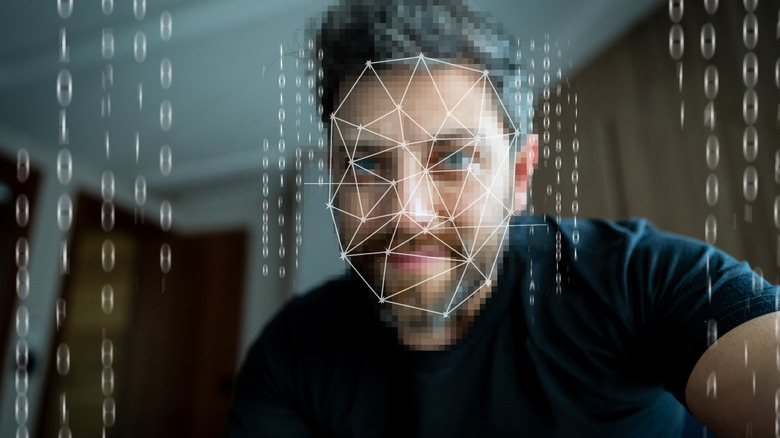 Example of facial recognition tech used to scan man's face