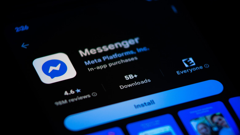 messenger app icon on app store on smartphone