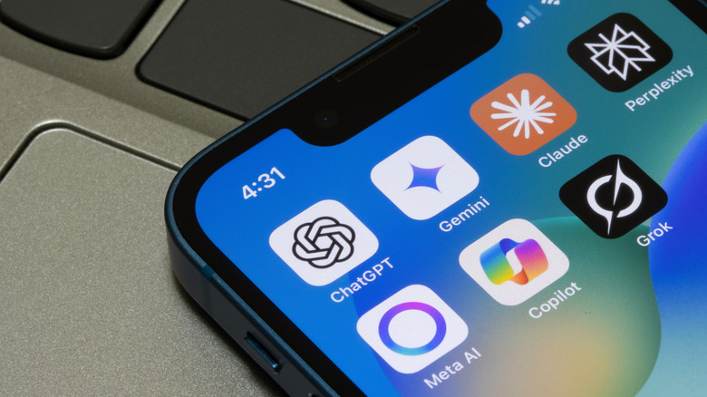 AI apps on a smartphone, including ChatGPT and Meta AI.