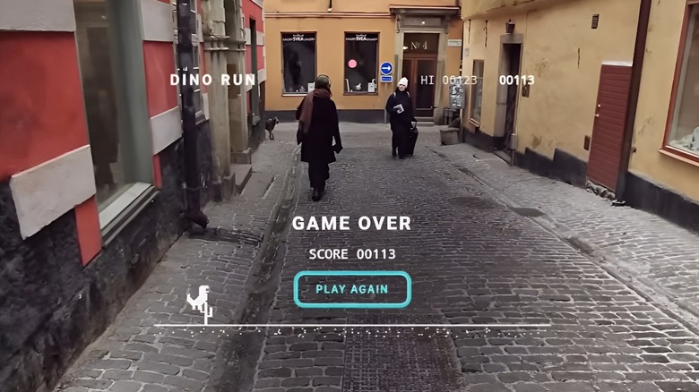 Dino Run game running on Meta Ray Ban Display