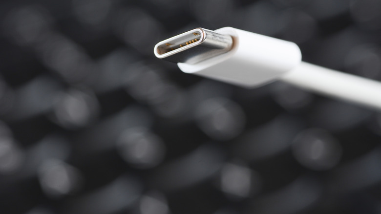A close-up photograph of a USB-C cable.