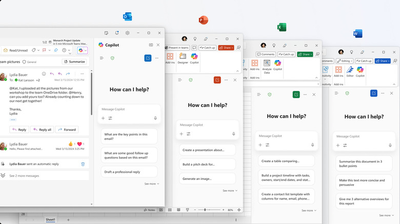 Copilot chat in various Microsoft apps