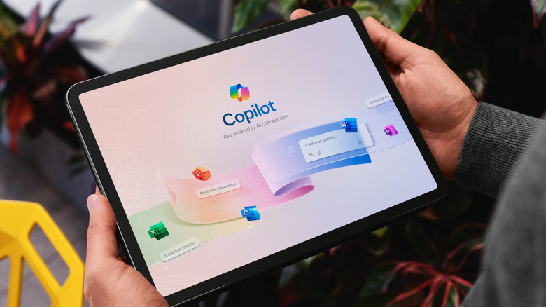 Microsoft Copilot logo on a laptop.