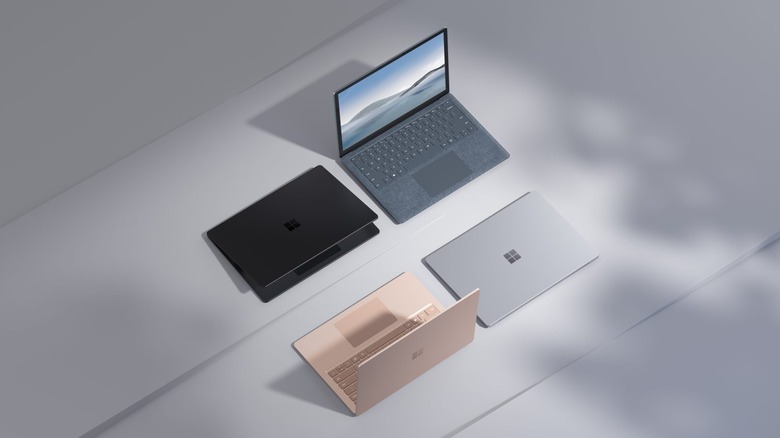 Microsoft Surface Laptop in different color options on a white background