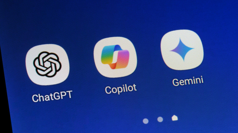Three icons showing ChatGPT, Copilot, and Gemini