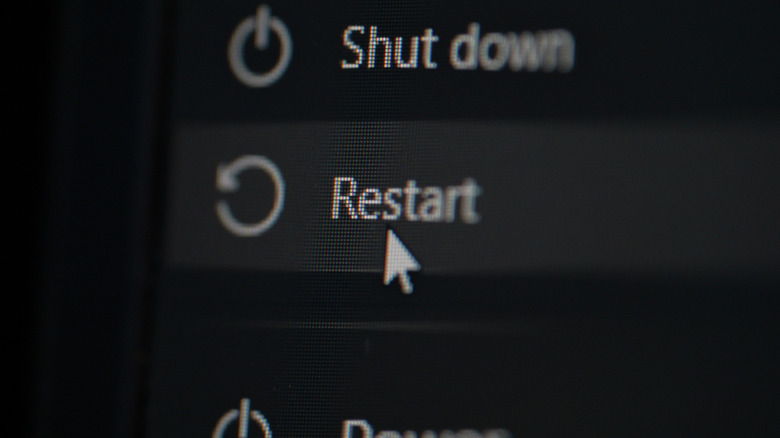 Windows restart option in power menu