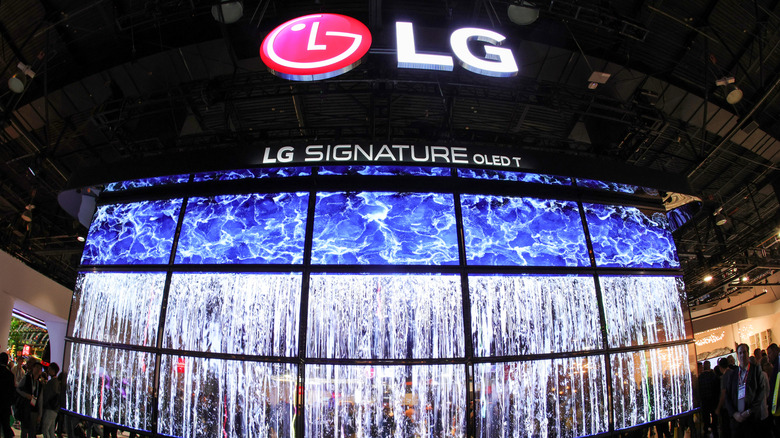 LG OLED TV screens on display at an event