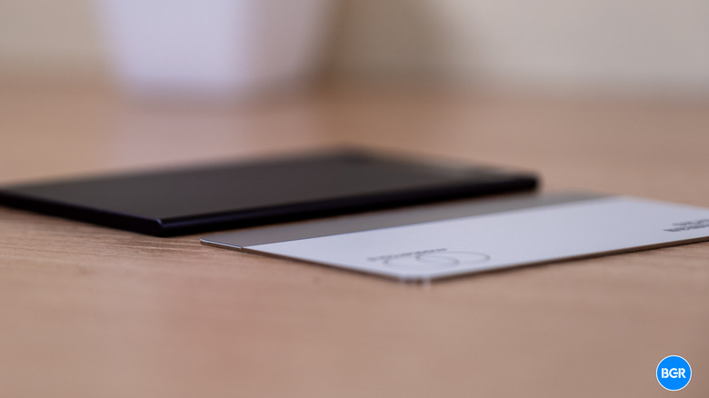 TicNote next to a credit card