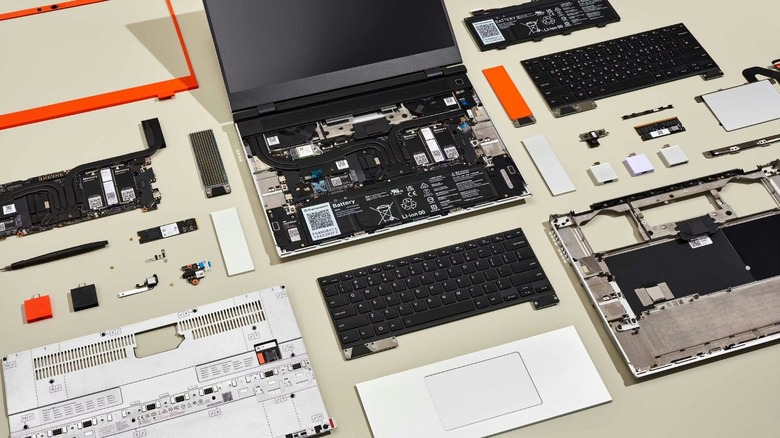A disassembled Framework Laptop 16