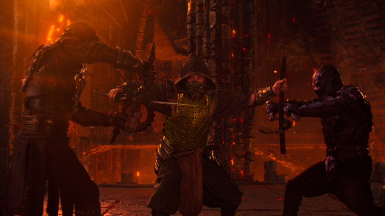 Promotional image of a fight scene in "Mortal Kombat II"