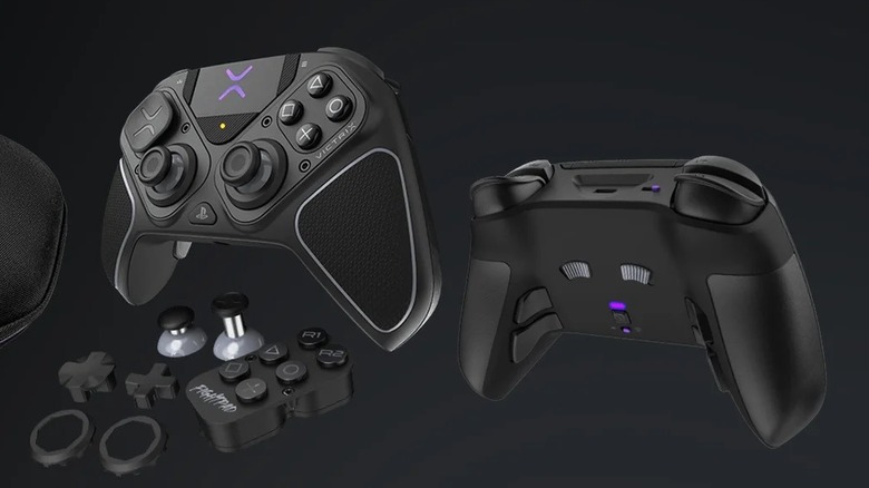 The Turtle Beach Victrix Pro BFG with swappable modules showing front and rear of controller on a dark background