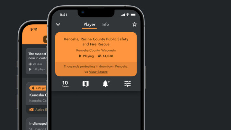 The Scanner Radio app opened on an iPhone.